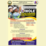 Wole College of Engineering and Technology in Collaboration with the Nigerian Institution of Mechanical Engineers has organised this program.  Tap into it now!
